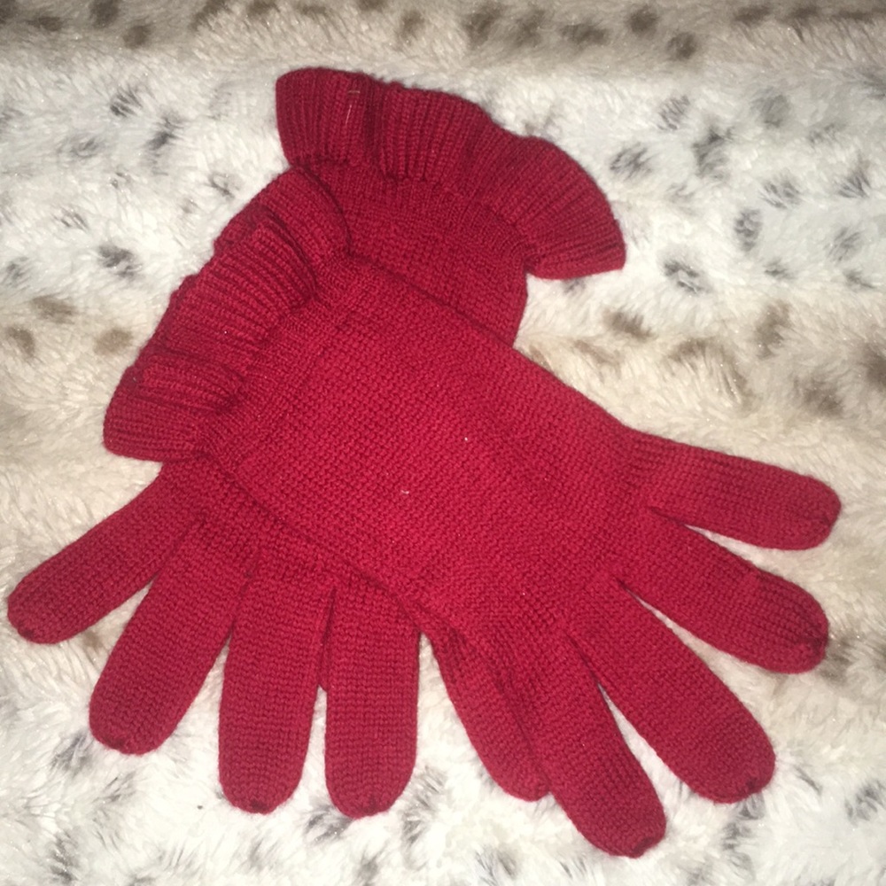 Red Ladies Bloomingdale’s Ruffle Gloves